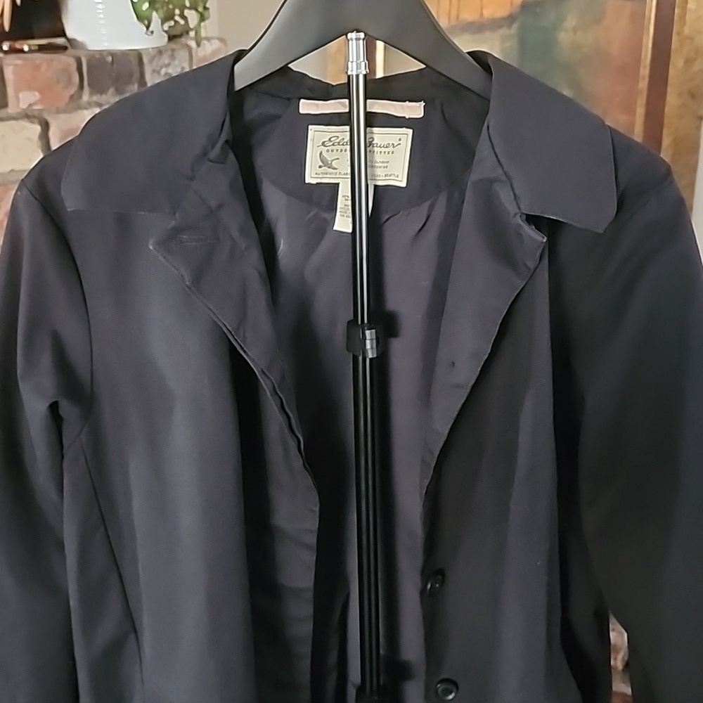 Vintage Eddie Bauer Black Outdoor Coat Classic Minimal Trench Jacket - Picture 2 of 10